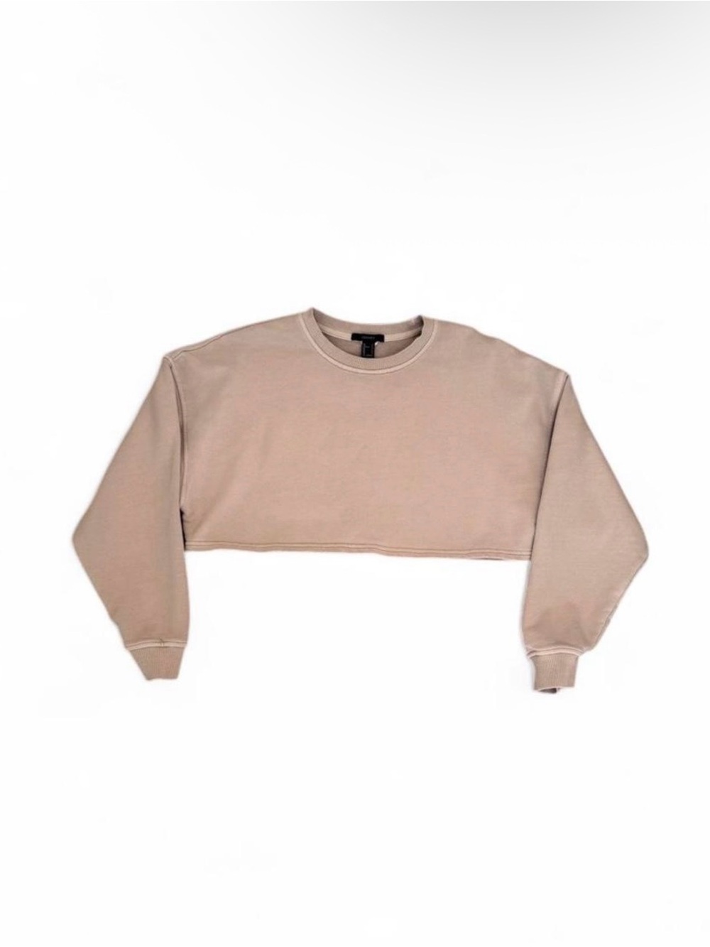Forever 21 Cropped Crewneck Sweatshirt - Beige